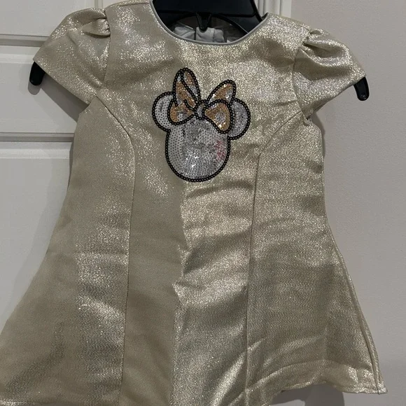 Disney Dresses | Pre-Owned Disney Store Minnie Mouse Icon Gold Holiday Dress For Baby | Color: Gold | Size: 18-24mb | Bea9977's Closet